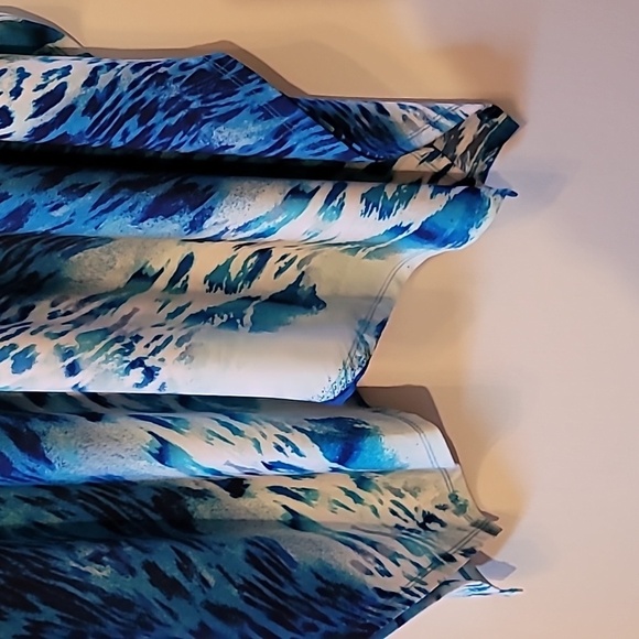 Chicos Blue & White Patterned Sleeveless Maxi Dress Handkercheif Hem - 2 Large - Picture 3 of 6